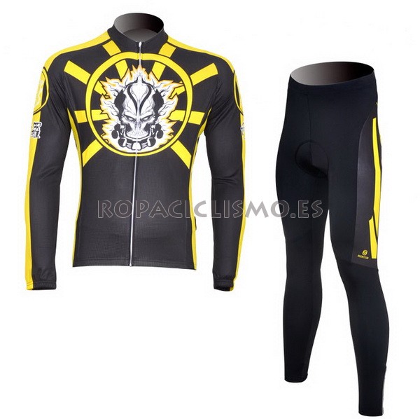 2013 Maillot Ghostwolf Negro Mangas Largas